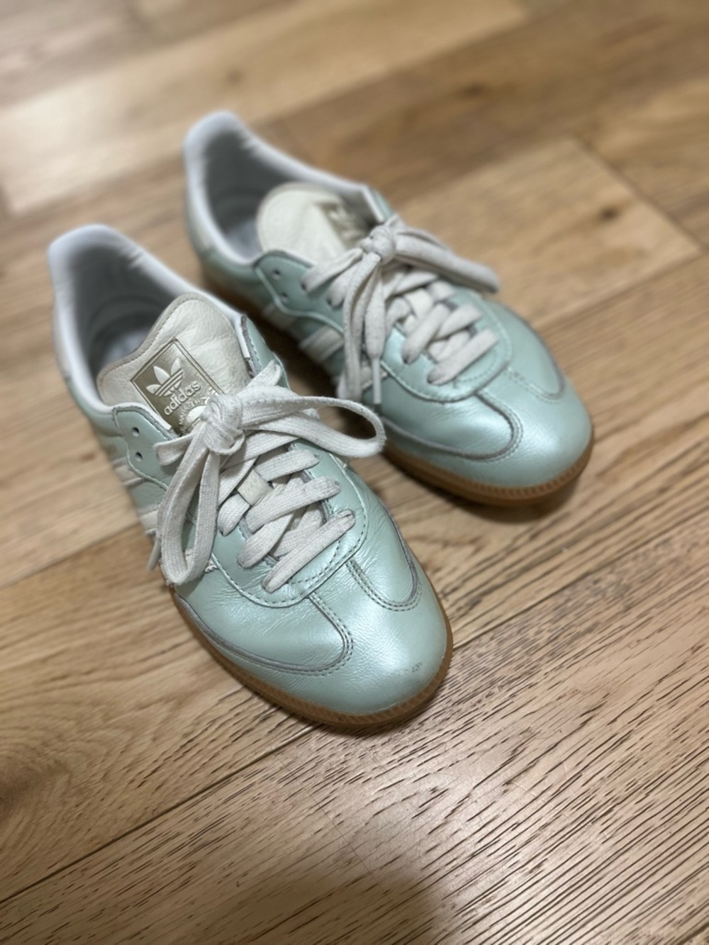 adidas Samba Mint Green and White Leather Sneakers